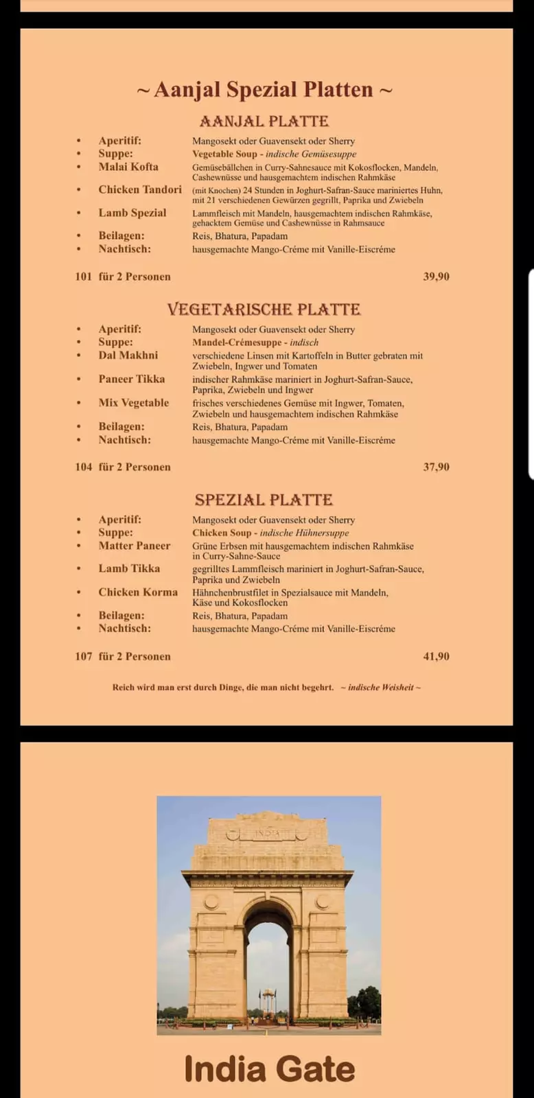 Indian 3-course menu including aperitif for 2 or 4 people at Aanjal Indian Restaurant (save 34%)