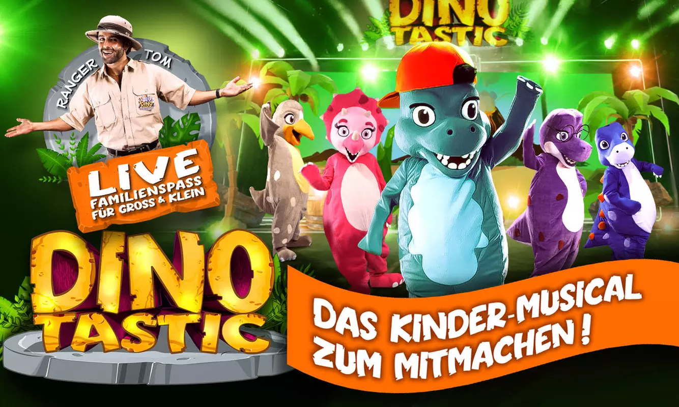 Ticket for “Dinotastic - five friends and their journey to the fire volcano” on February 7th at the Tempodrom (save 30%)